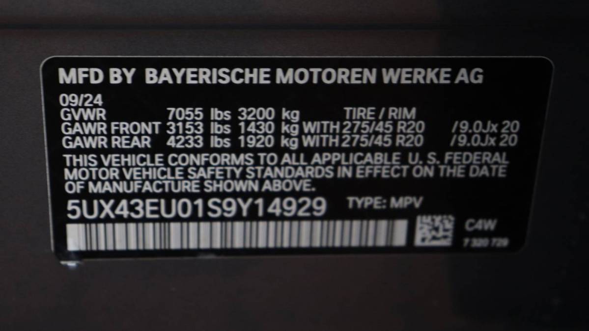 2025 BMW X5 5UX43EU01S9Y14929