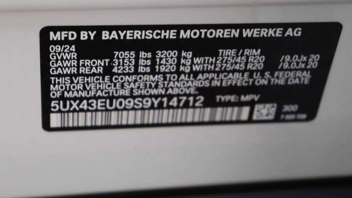 2025 BMW X5 5UX43EU09S9Y14712