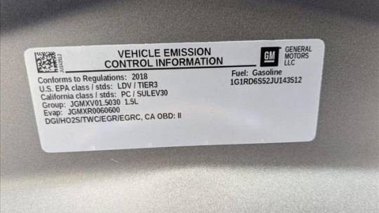 2018 Chevrolet VOLT 1G1RD6S52JU143512