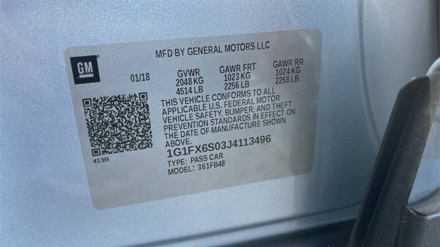 2018 Chevrolet Bolt 1G1FX6S03J4113496