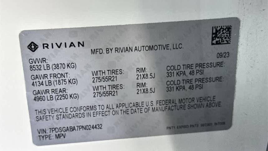 2023 Rivian R1S 7PDSGABA7PN024432