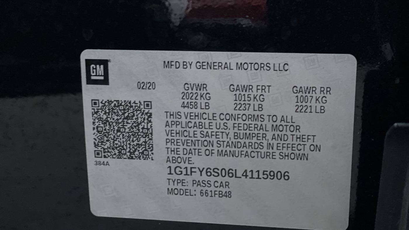 2020 Chevrolet Bolt 1G1FY6S06L4115906