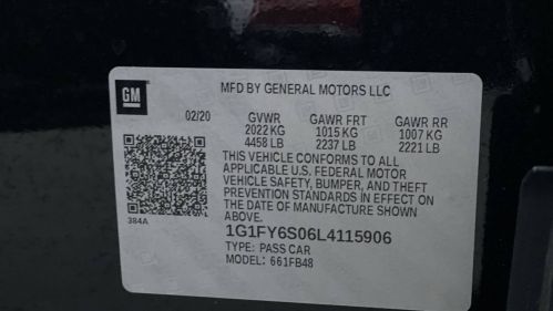 2020 Chevrolet Bolt 1G1FY6S06L4115906