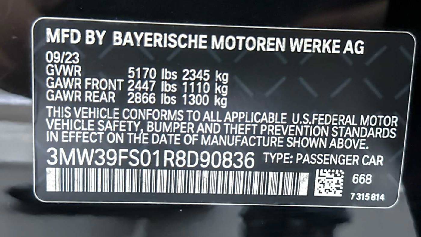 2024 BMW 3 Series 3MW39FS01R8D90836