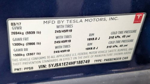 2017 Tesla Model S 5YJSA1E24HF188749