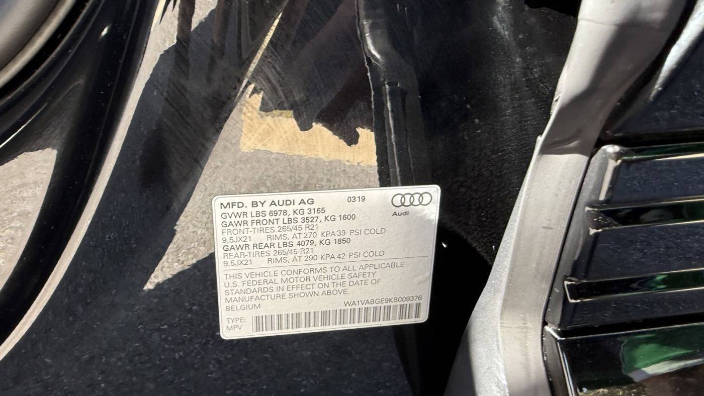 2019 Audi e-tron WA1VABGE9KB009376