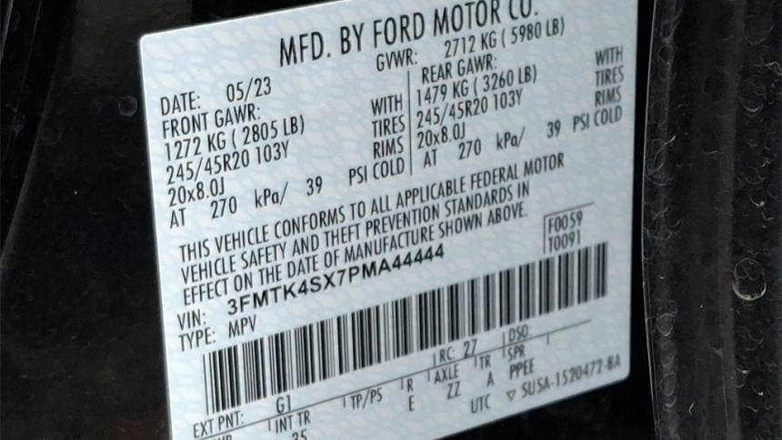 2023 Ford Mustang Mach E 3FMTK4SX7PMA44444