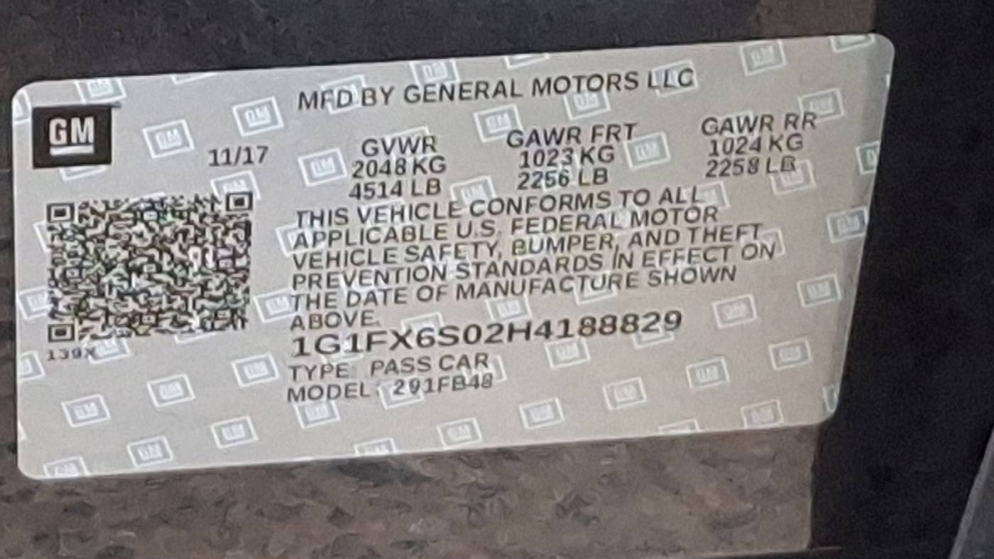 2017 Chevrolet Bolt 1G1FX6S02H4188829