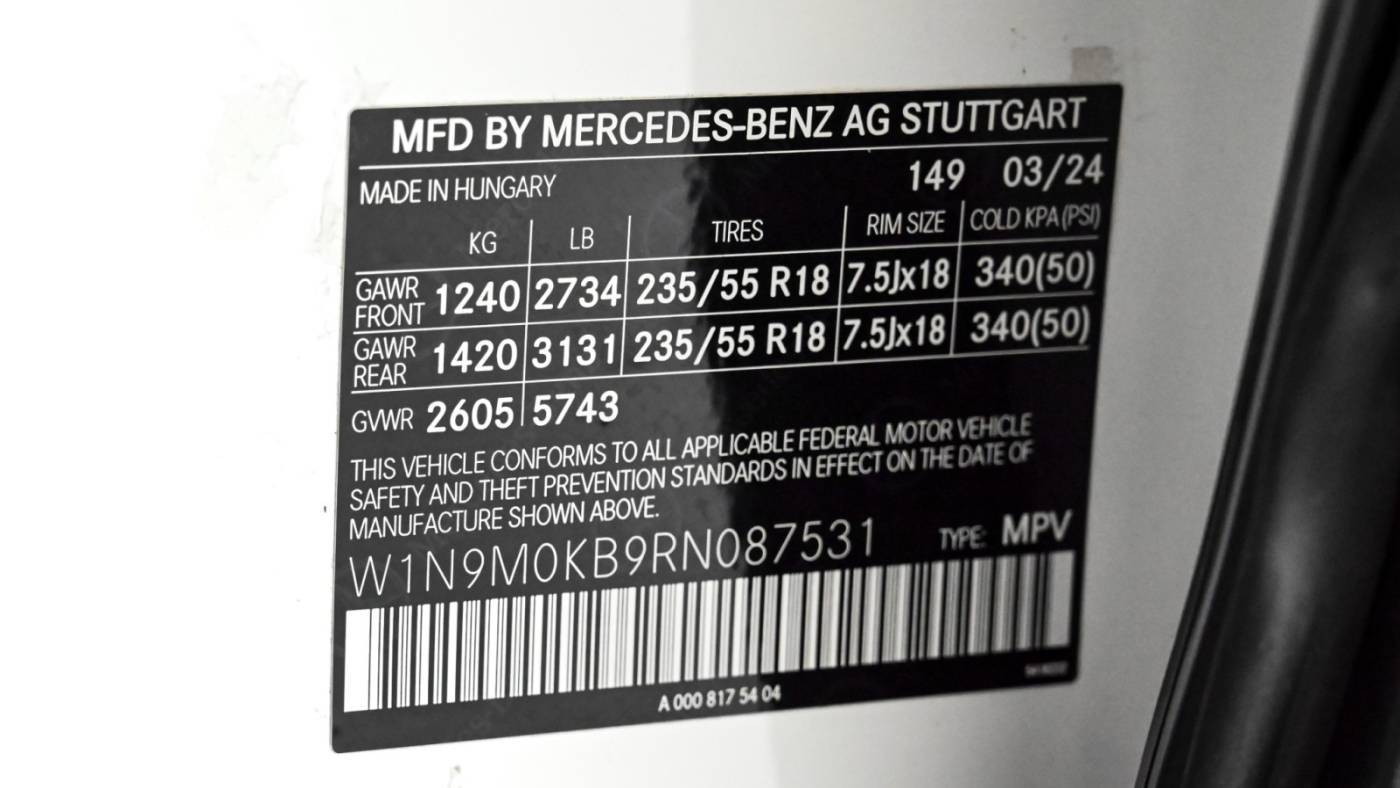 2024 Mercedes EQB W1N9M0KB9RN087531
