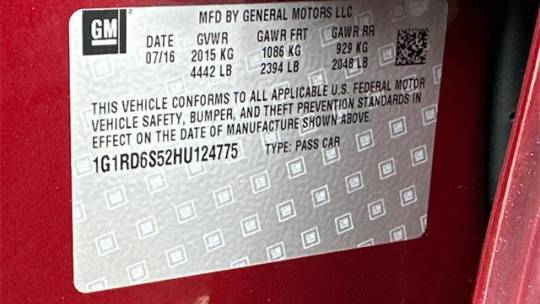 2017 Chevrolet VOLT 1G1RD6S52HU124775