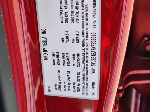 2019 Tesla Model 3 5YJ3E1EA7KF308616