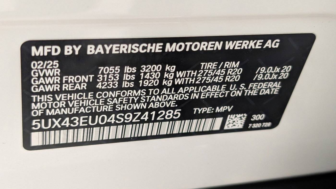 2025 BMW X5 5UX43EU04S9Z41285