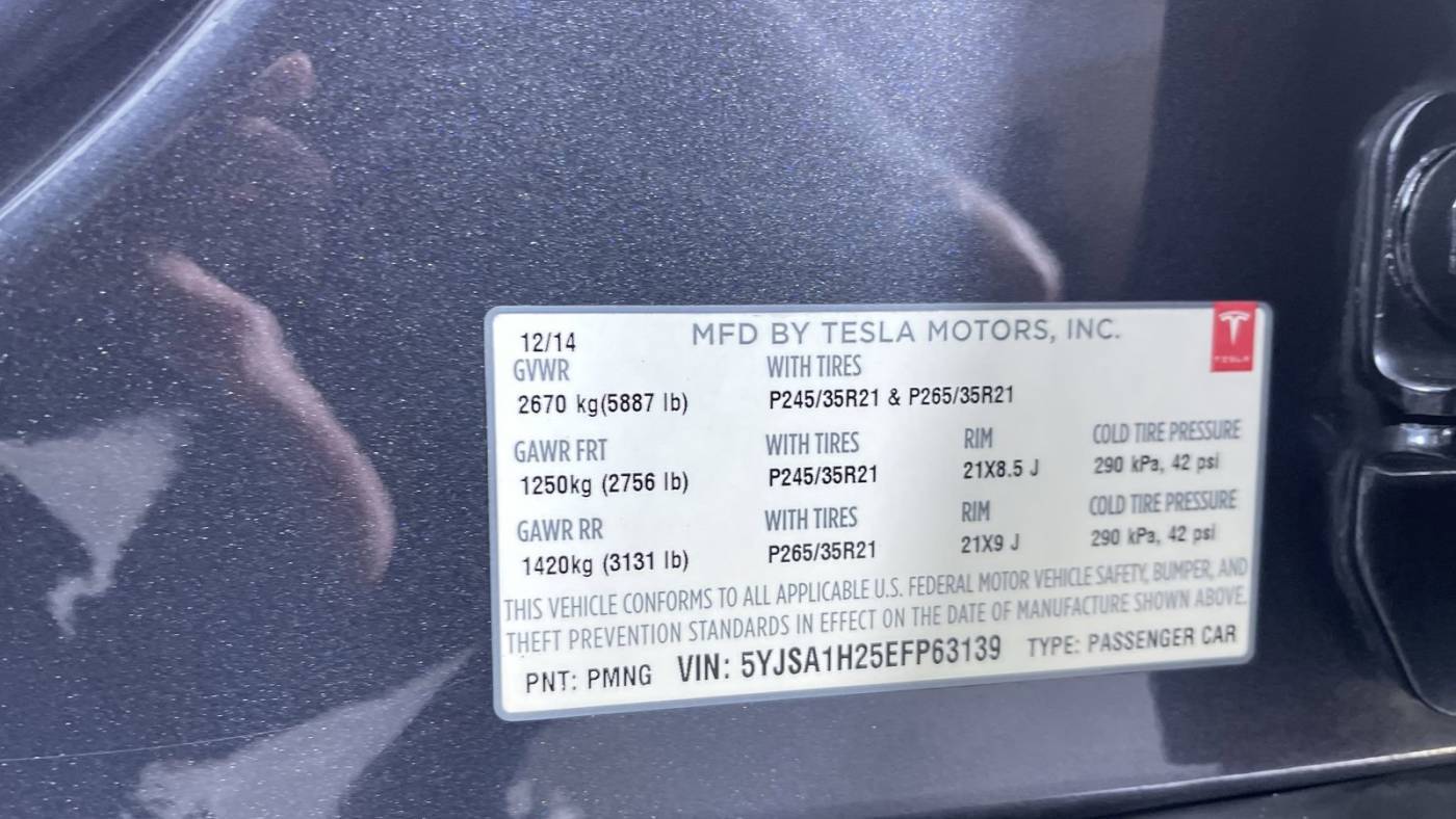 2014 Tesla Model S 5YJSA1H25EFP63139