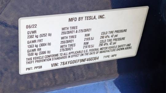 2022 Tesla Model Y 7SAYGDEF9NF460384