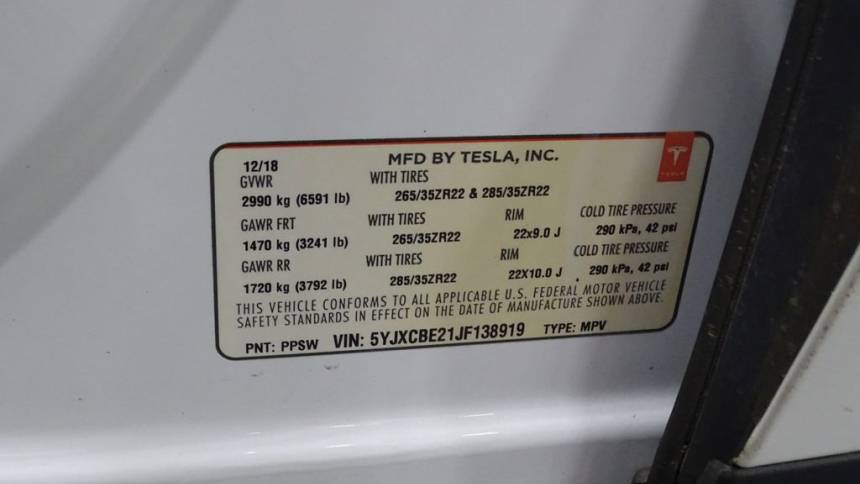 2018 Tesla Model X 5YJXCBE21JF138919