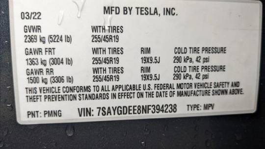 2022 Tesla Model Y 7SAYGDEE8NF394238