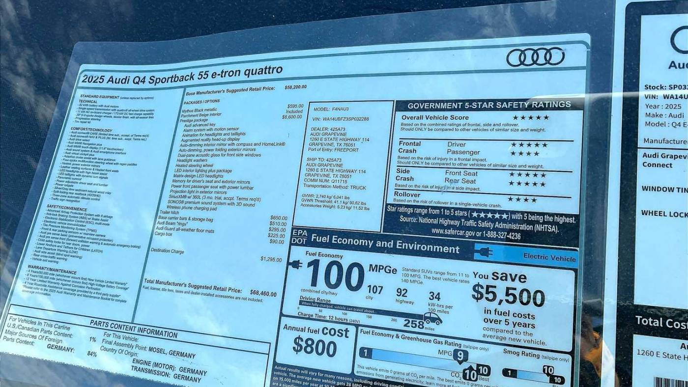 2025 Audi Q4 e-tron WA14UBFZ3SP032288