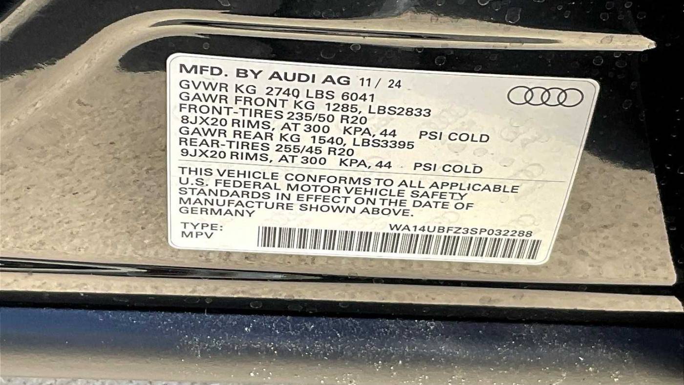 2025 Audi Q4 e-tron WA14UBFZ3SP032288