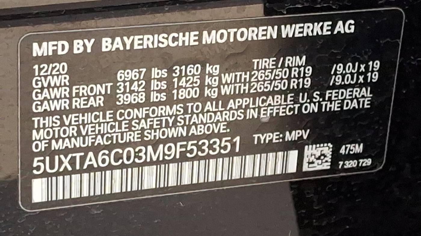 2021 BMW X5 5UXTA6C03M9F53351