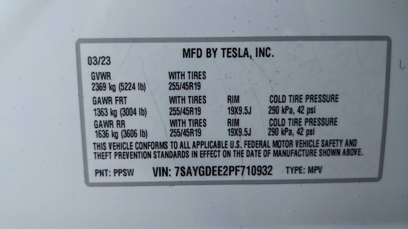 2023 Tesla Model Y 7SAYGDEE2PF710932