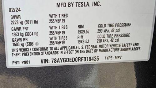 2024 Tesla Model Y 7SAYGDED0RF018436