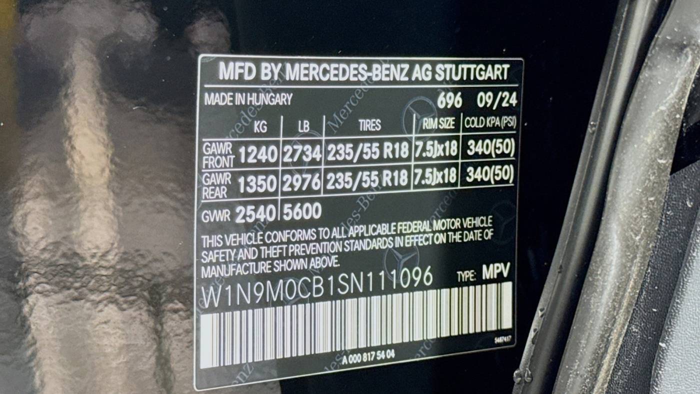 2025 Mercedes EQB W1N9M0CB1SN111096