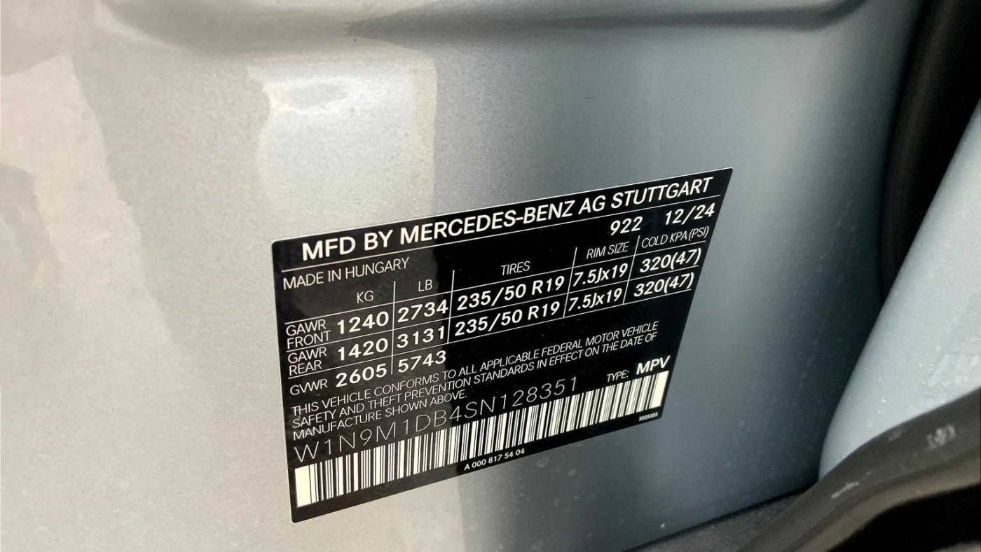 2025 Mercedes EQB W1N9M1DB4SN128351
