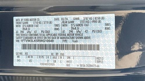 2024 Ford F-150 Lightning 1FTVW3LK5RWG10649