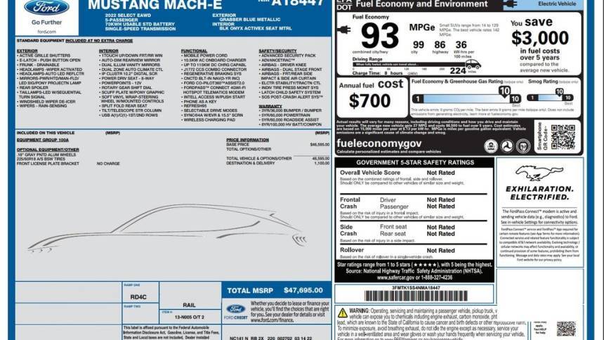 2022 Ford Mustang Mach E 3FMTK1SS4NMA18447