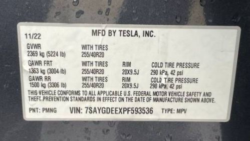 2023 Tesla Model Y 7SAYGDEEXPF593536