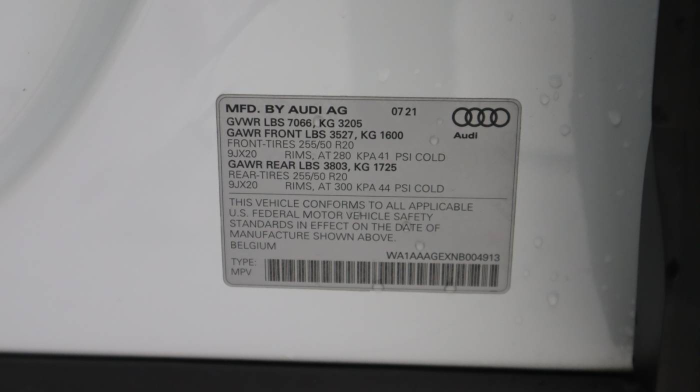 2022 Audi e-tron WA1AAAGEXNB004913