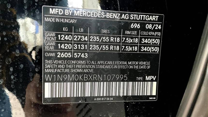 2024 Mercedes EQB W1N9M0KBXRN107995