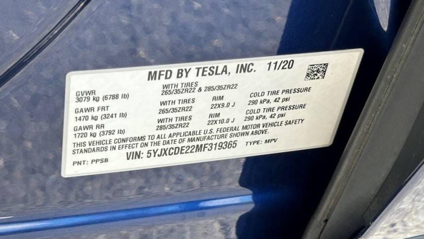 2021 Tesla Model X 5YJXCDE22MF319365