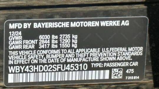 2025 BMW i4 WBY43HD02SFU45310