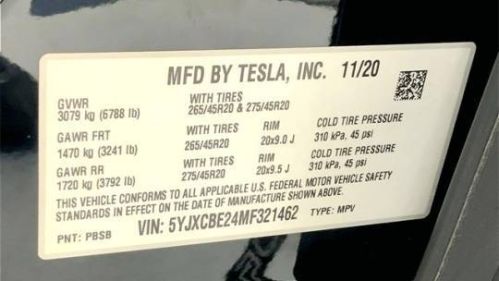 2021 Tesla Model X 5YJXCBE24MF321462