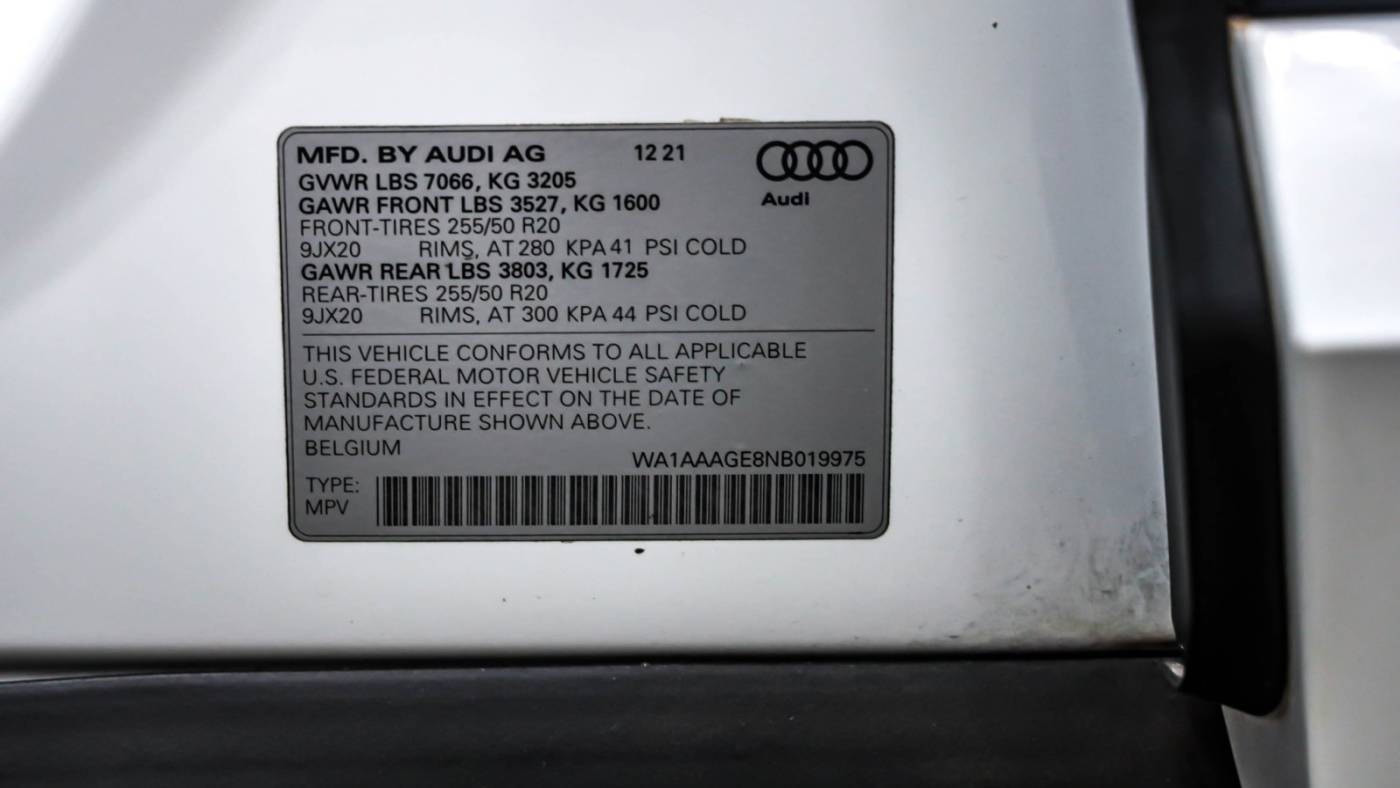 2022 Audi e-tron WA1AAAGE8NB019975