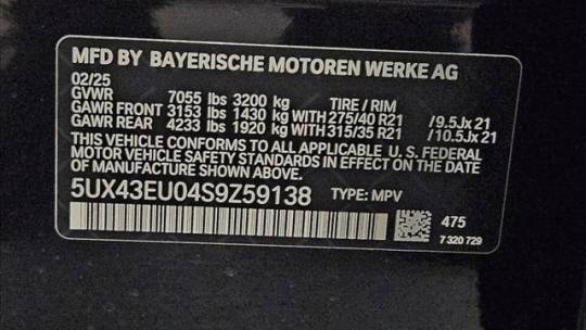 2025 BMW X5 5UX43EU04S9Z59138