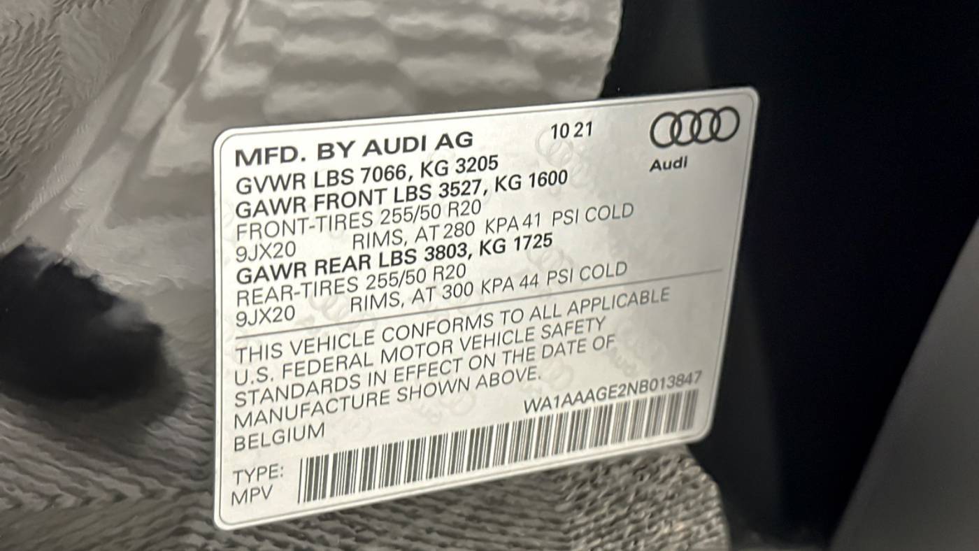 2022 Audi e-tron WA1AAAGE2NB013847