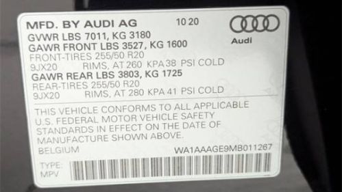 2021 Audi e-tron WA1AAAGE9MB011267