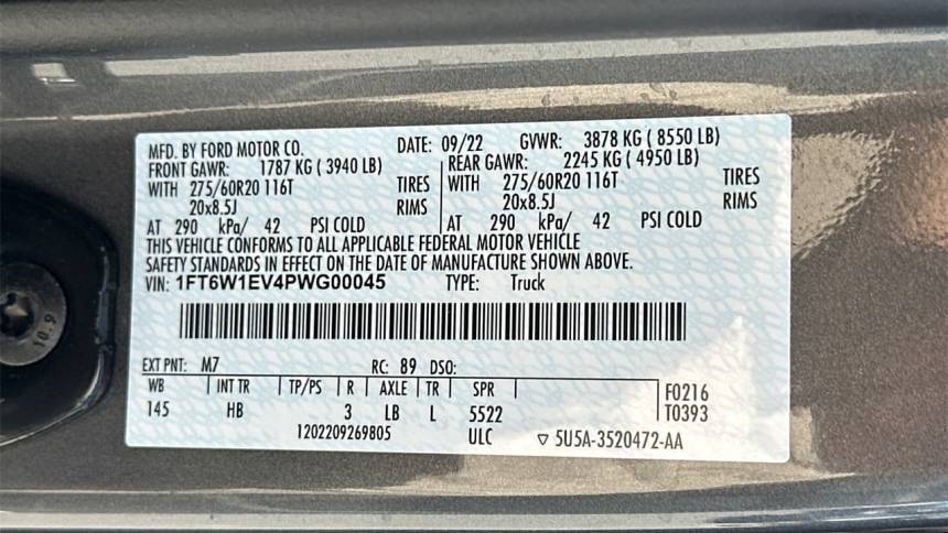 2023 Ford F-150 Lightning 1FT6W1EV4PWG00045