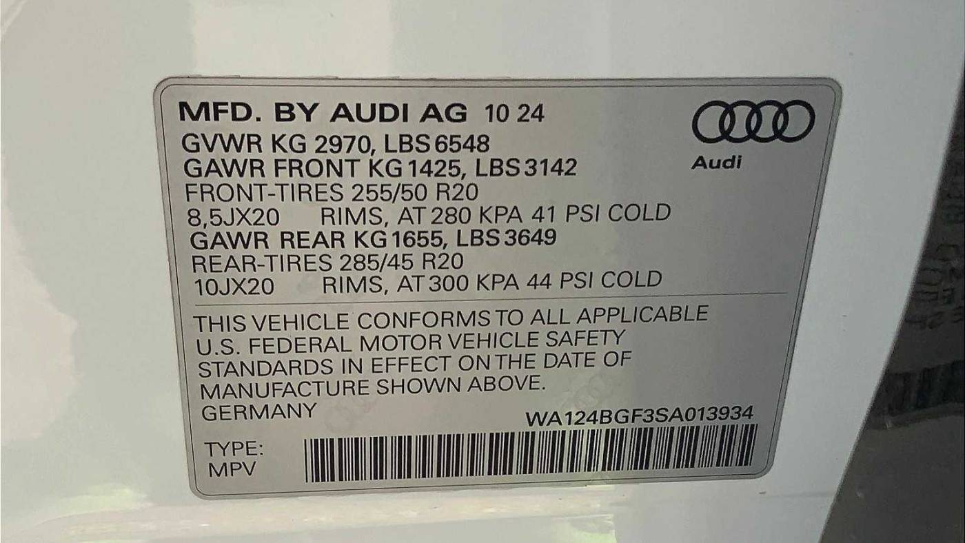 2025 Audi Q6 e-tron WA124BGF3SA013934