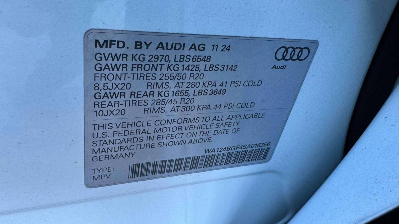 2025 Audi Q6 e-tron WA124BGF4SA016356