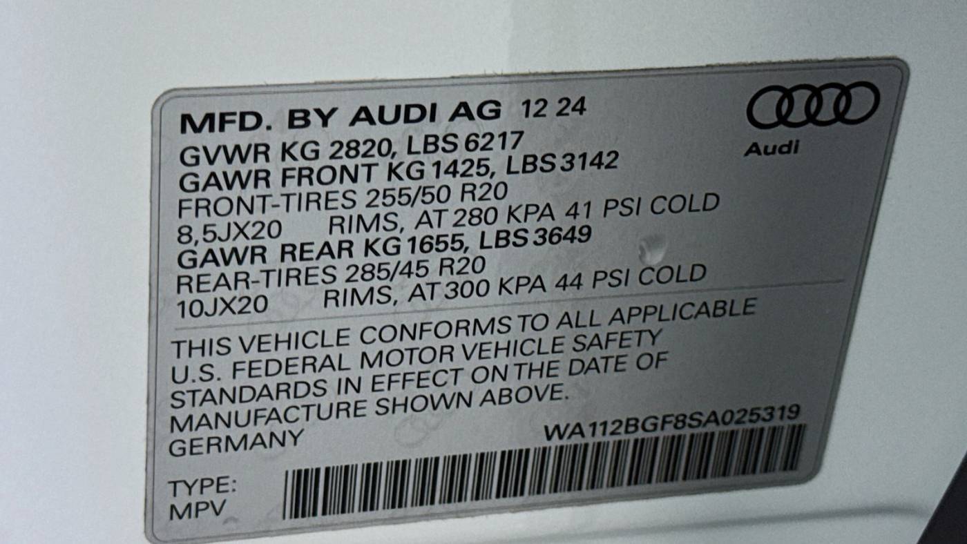 2025 Audi Q6 e-tron WA112BGF8SA025319