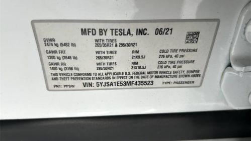 2021 Tesla Model S 5YJSA1E53MF435523