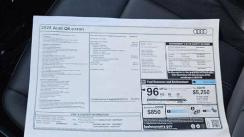 2025 Audi Q6 e-tron WA112BGFXSA012717