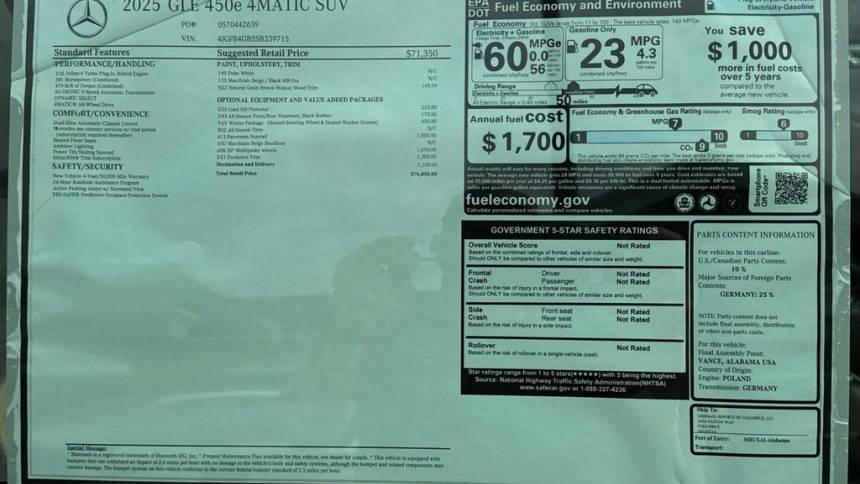 2025 Mercedes GLE 4JGFB4GB5SB339715