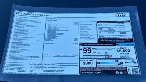 2025 Audi Q6 e-tron WA124BGF8SA022418