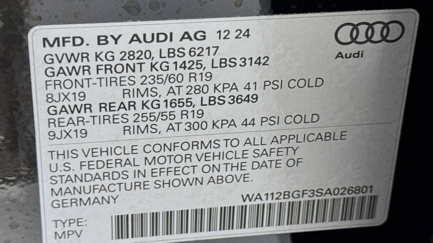 2025 Audi Q6 e-tron WA112BGF3SA026801