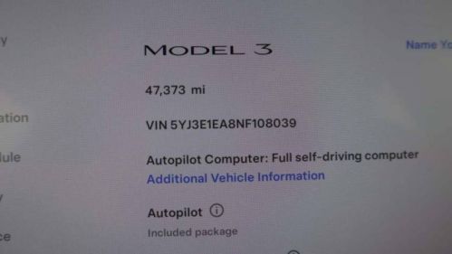 2022 Tesla Model 3 5YJ3E1EA8NF108039