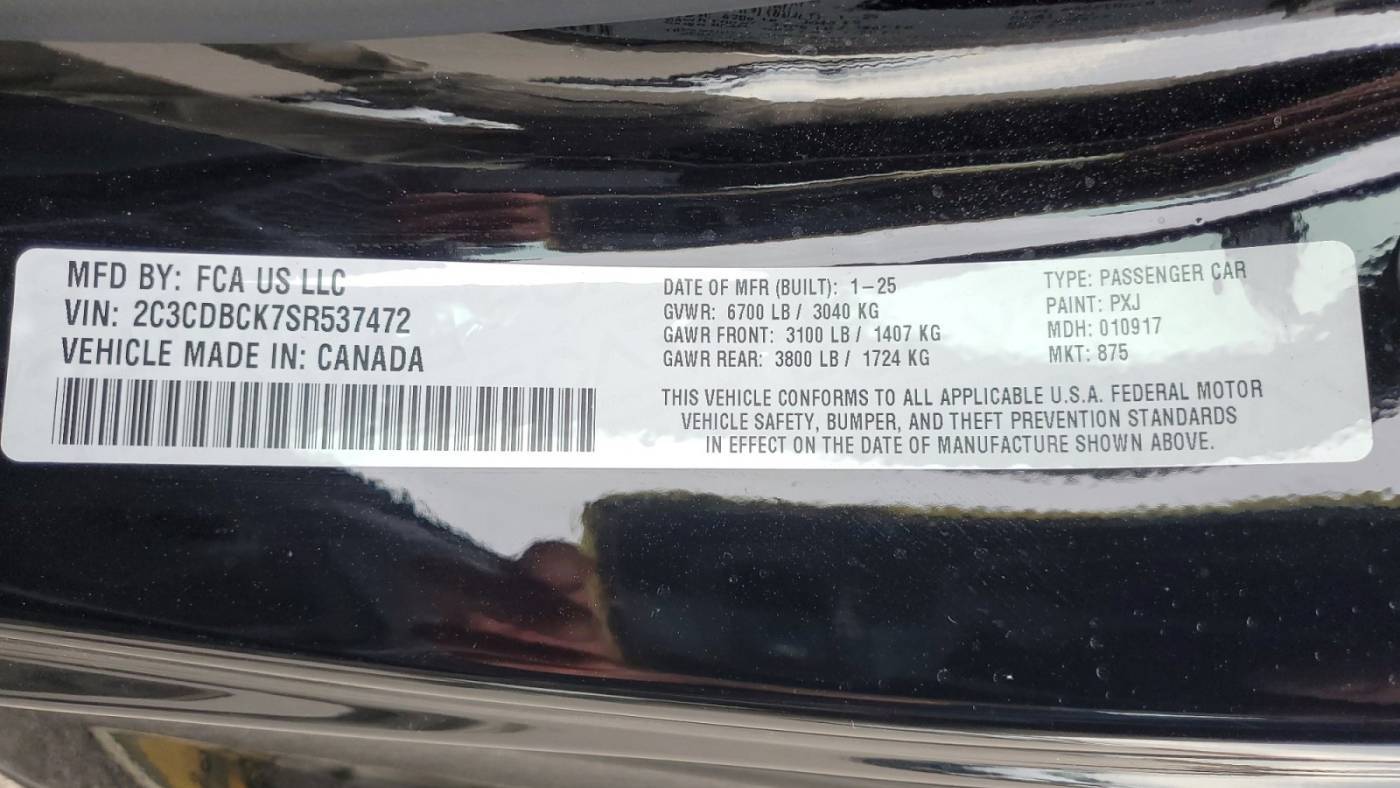 2025 Dodge Charger Daytona 2C3CDBCK7SR537472